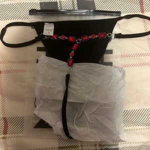 Black bejewel thongs